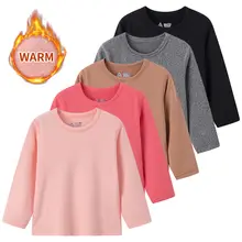 חולצות טי שירט ארוכות לילדים, 1,3,5 יח' - צבע אחיד, נוחות