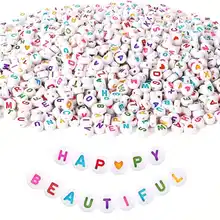 חרוזי אקריליק עגולים לבנים צבעוניים, 500,1000 יח'