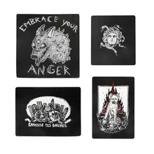 טלאי ברזל גולגולת פאנק שחור לבגד, תיק, כובע - DIY