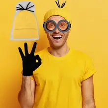כובע גרב מיניונים, חורף חם לגברים ונשים, קוספליי