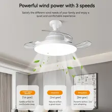 מאוורר תקרה נסתר עם תאורה LED, שלט, חדר שינה