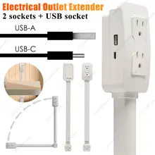 מאריך שקע חשמל עם USB, צמוד קיר, לרהיטים