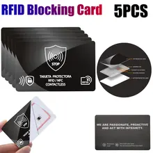 מגן כרטיס אשראי RFID, 5 יח', חסימת NFC, הגנה מלאה