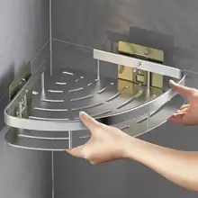 מדף אמבטיה מאלומיניום, אחסון לשמפו ואיפור, פינתי