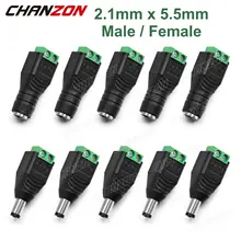 מחבר DC 12V, תקע שקע 2.1x5.5mm ל-CCTV, LED (10 יח')