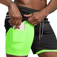 מכנסי ספורט לגברים 2 ב-1 ריצה, אימון, קיץ