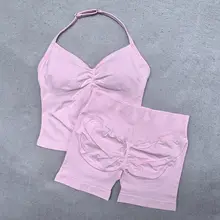 סט יוגה לנשים, 2 חלקים, טופ ספורט וטייץ, לקיץ