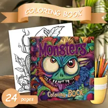 ספר צביעה מפלצות למבוגרים, 24 עמודים, מתנה מושלמת