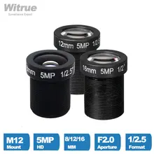 עדשות מצלמה אבטחה HD, 5MP, M12, 8,12,16 מ,מ, IP Cam