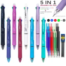 עט ג'ל מחיק 5 ב-1, 4 צבעים, עיפרון, מילוי חלופי