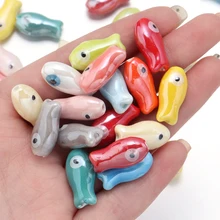 חרוזי קרמיקה דגים רטרו - 10 יח' - ליצירת תכשיטים