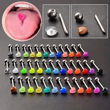 טבעות לשון אקריליק בצורת לב - 12 יחידות