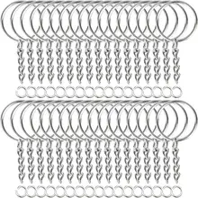 טבעות מפתחות - 30 יח׳ - מצופות כסף עם שרשרת