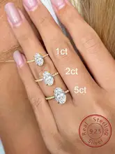 טבעת זירקון אובלית יוקרתית כסף 925 לאישה - אירוסין