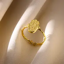 טבעת חמסה מפלדת אל חלד - תכשיט לנשים וילדות