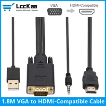 כבל VGA ל-HDMI 1080P - עם אודיו ו-USB למחשב