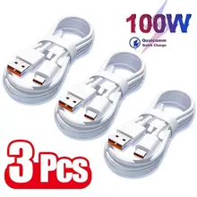 כבל טעינה מהיר Type C 100W , 3 יח' לסמסונג
