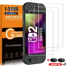 מגן מסך מזכוכית מחוסמת לסוויץ' 2 + כיסוי ג'ויסטיק