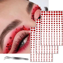 מדבקות קישוט לפנים חג המולד-אבני חן אדומות