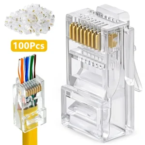 מחברי רשת RJ45 מוגנים Cat6 Cat5e - 100 יחידות