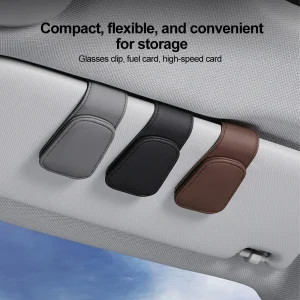 מחזיק משקפי שמש לרכב - עור PU מגנטי - רב שימושי