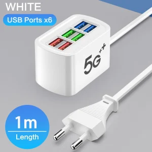 מטען USB מהיר 6 ב-1 - שקע טעינה לשולחן