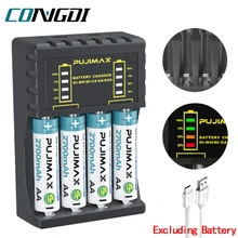 מטען סוללות AA AAA - 4 חריצים USB C - נייד ואיכותי