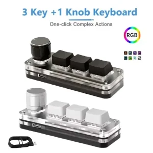 מקלדת מכנית לפוטושופ - 3 מקשים וחוגה RGB