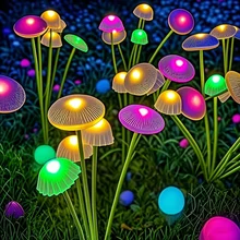נורות גינה סולאריות פטרייה LED, עמידות למים