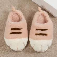 נעלי בית חתול 3D פרוותיות נעימות, חמות, לחדר שינה