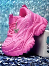 נעלי נשים וולקניזיות ורודות- פלטפורמה 7 ס,מ