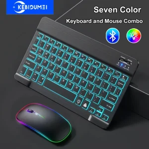 סט מקלדת ועכבר אלחוטי RGB - נטען , Bluetooth