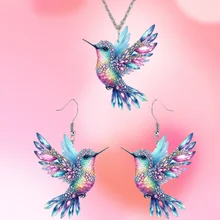 סט תכשיטי אקריליק- יונקי דבש צבעוניים- שרשרת ועגילים