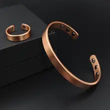 סט תכשיטי נחושת טהורה- צמיד טבעות צמיד מגנטי לבריאות