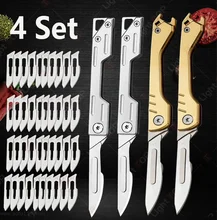 סכין יפנית מתקפלת נירוסטה - 9 להבים מתחלפים