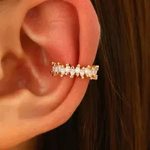 עגילי קליפס ללא חור - זירקון עין סוס - 1 יח'