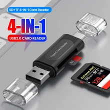 קורא כרטיסים 4 ב-1 USB-C, Micro SD, TF, USB 2.0