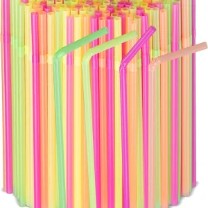 קשיות שתייה גמישות צבעוניות-1000 יחידות