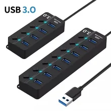 רכזת USB 3.0 עם מתג - 4,7 פורטים למחשב נייד
