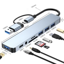 רכזת USB-C 8 ב-1 - מתאם למחשב נייד וטאבלט