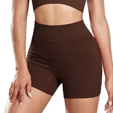 שורטס יוגה ריבּד נשים, גבוהות מותן, אלסטיות, ספורטיביות