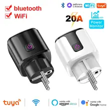 שקע חכם Tuya 20A - WiFi+BT, ניטור צריכה, טיימר, נעילה