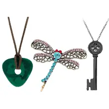 שרשרת Movie Necklace עם תליון אבן ירוקה - מתנה