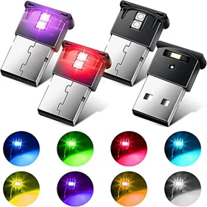 תאורת אווירה מיני USB לרכב - LED RGB 8 צבעים