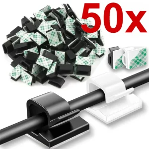 10,20,50 יח' מארגן כבלים USB- מחזיקי חוטים דביקים