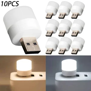 1,10 יח׳ מנורת לילה מיני ניידת USB לבן חם - קריאה
