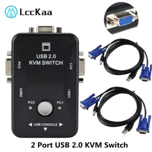 USB 2.0 KVM Switch 2 פורט - מעביר מקלדת עכבר צג