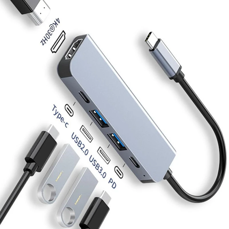 USB C Hub ל-MacBook - 4K HDMI, USB, טעינה PD