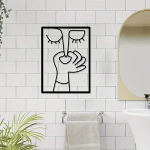 אמנות קיר מצחיקה לשירותים - דיוקן מתכת ייחודי