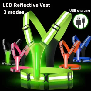 אפוד ריצה זוהר LED - רצועות מחזירות אור